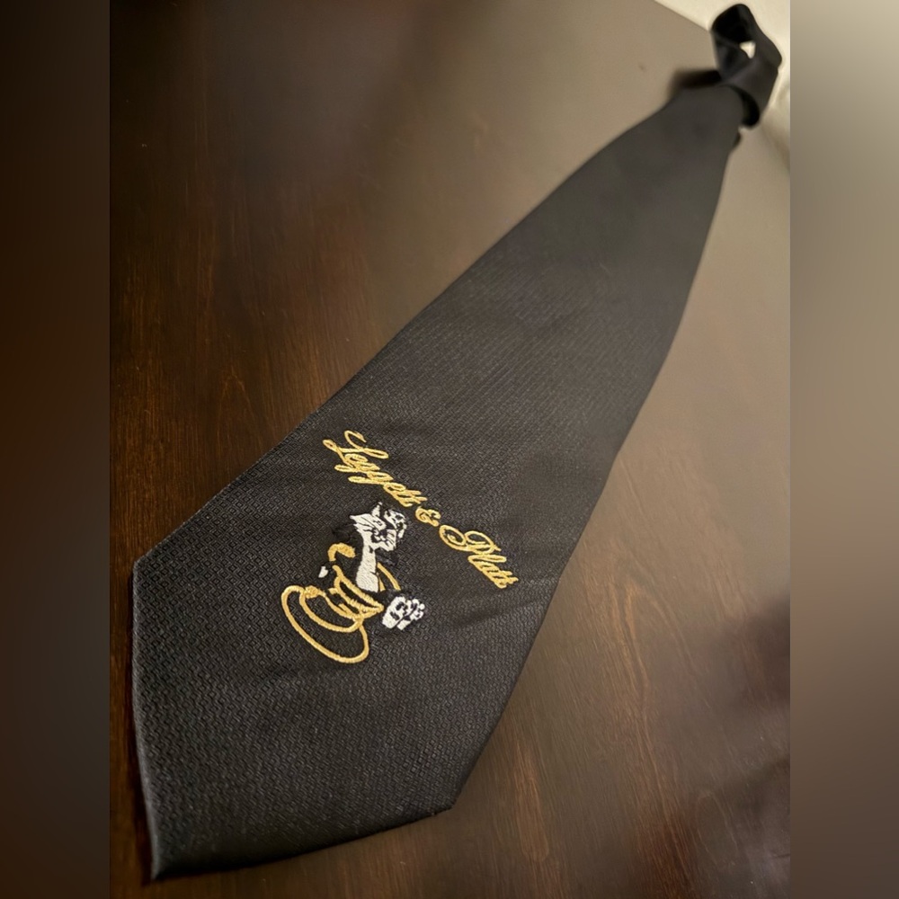Jeffrey Scott Black Embroidered Neck Tie | Leggett & Platt Gold Logo Tie Formal - Picture 2 of 4